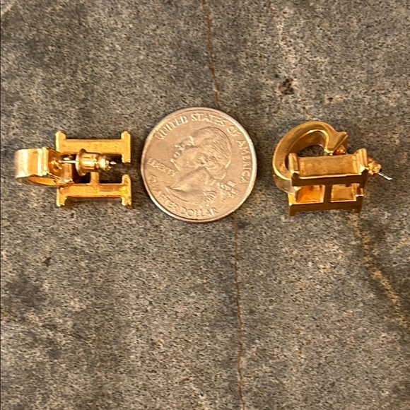 Carolina Herrera Gold tone CH Earrings - Picture 11 of 11